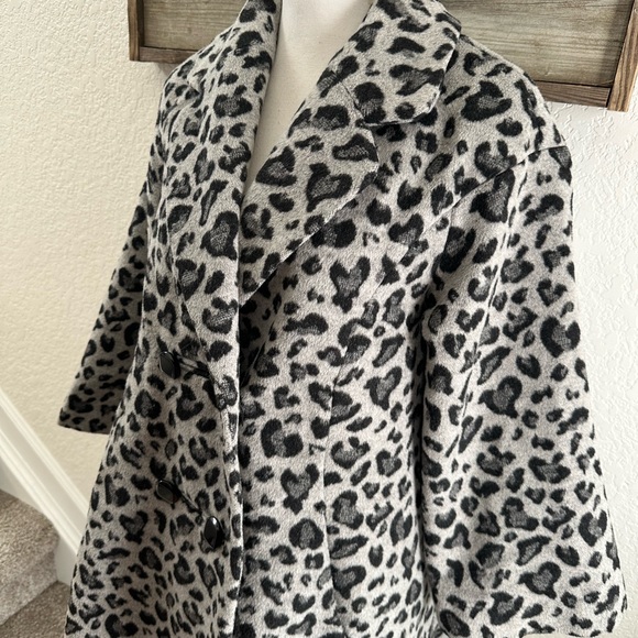 Anthropologie Elevenses gray animal print swing trapeze coat ladies size Small - Picture 5 of 13